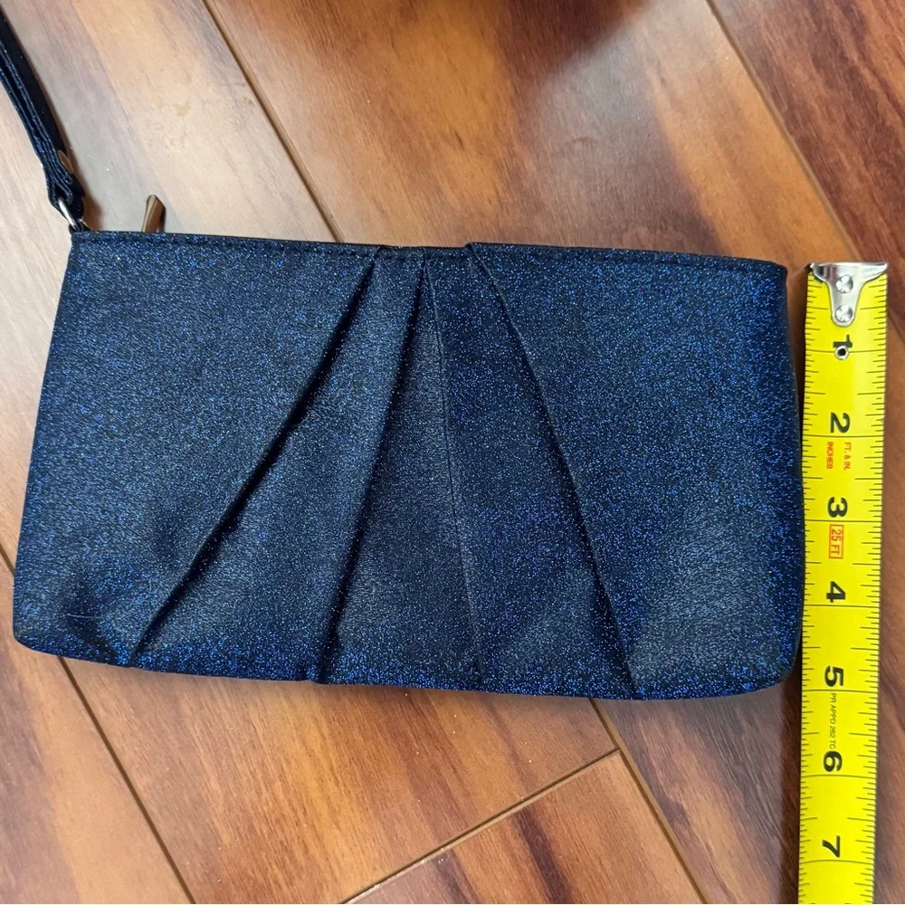 Elegant Glitter Navy Blue Zip Clutch Bag - Picture 6 of 6
